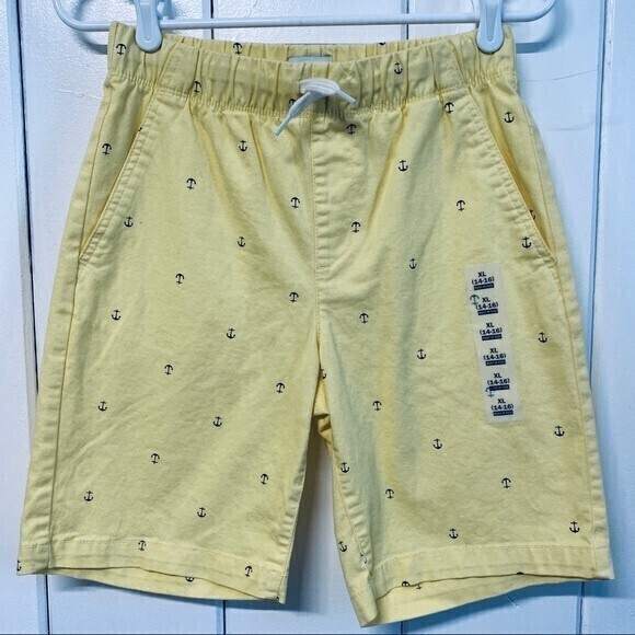 NWT, Old Navy Juniors Shorts with pockets, Size 14/16 Yellow w/Anchor Prints* - Picture 1 of 7